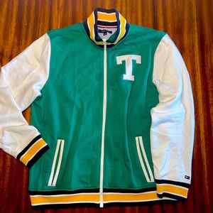 TOMMY HILFIGER MENS XL VARSITY LETTERMAN TEDDY BOMBER JACKET